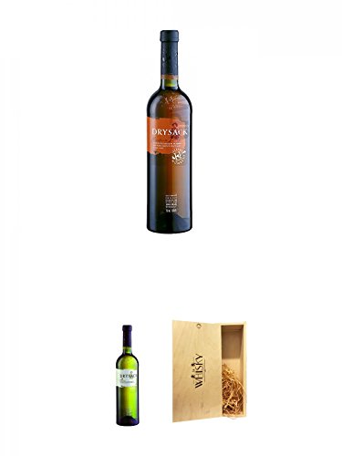 Dry Sack Sherry Medium Dry Spanien 0,75 Liter + Dry Sack Sherry Fino Spanien 0,75 Liter + 1a Whisky Holzbox für 2 Flaschen mit Schiebedeckel von Unbekannt