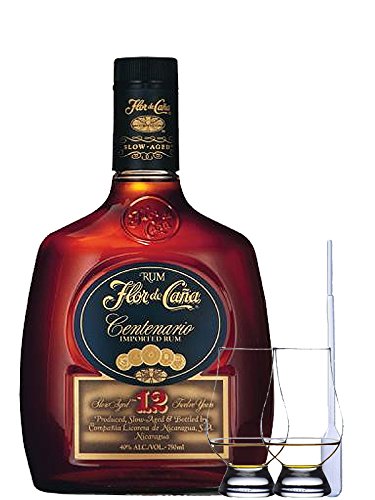 Flor de Cana Centenario 12 Jahre Nicaragua 0,7 Liter + 2 Glencairn Gläser + Einwegpipette 1 Stück von Unbekannt