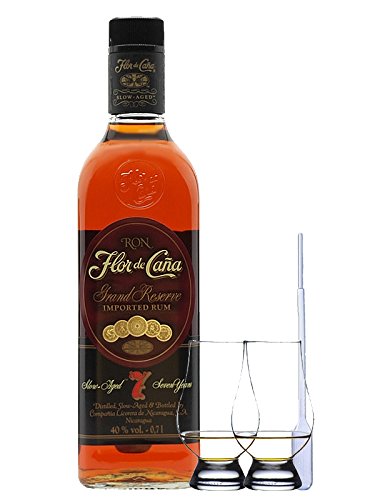 Flor de Cana Grand Reserva 7 Jahre Nicaragua 0,7 Liter + 2 Glencairn Gläser + Einwegpipette 1 Stück von Unbekannt