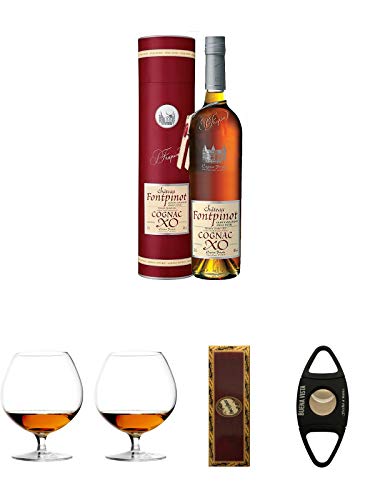 Frapin Fontpinot Cognac XO 0,7 Liter + Cognacglas/Schwenker Stölzle 1 Stück - 103/18 + Cognacglas/Schwenker Stölzle 1 Stück - 103/18 + BrickHouse Streichhölzer + Buena Vista Zigarrencutter von Diverse