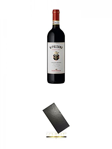 Frescobaldi Nipozzano Chianti Rufina DOCG 0,75 Liter + Buffet-Platte Servierplatte Schieferplatte aus Schiefer 60 x 30 cm schwarz von Unbekannt