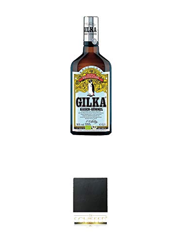 Gilka Bio Kaiser Kümmel 0,5 Liter + Schiefer Glasuntersetzer eckig ca. 9,5 cm Durchmesser von Diverse