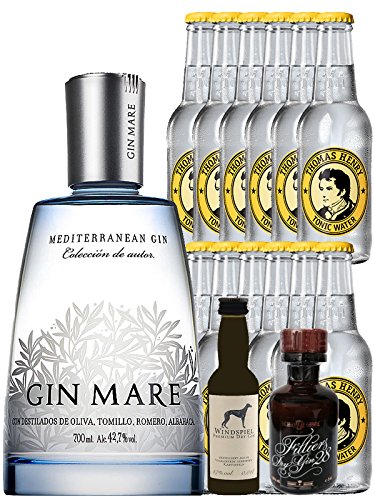 Gin-Set Gin Mare aus Spanien 0,7 Liter + Windspiel Premium Dry Gin Deutschland 0,04 Liter + Filliers Premium Dry Gin Belgien 0,05 Liter MINIATUR, 12 x Thomas Henry Tonic Water 0,2 Liter von Unbekannt