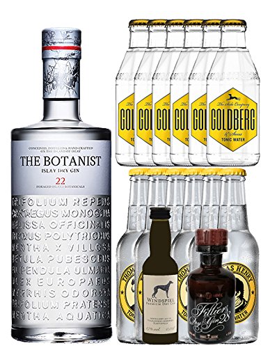 Gin-Set The Botanist Islay Dry Gin 0,7 Liter + Windspiel Premium Dry Gin Deutschland 0,04 Liter + Filliers Premium Dry Gin Belgien 0,05 Liter MINIATUR, 6 x Thomas Henry Tonic Water 0,2 Liter, 6 x Goldberg Tonic Water 0,2 Liter von Unbekannt