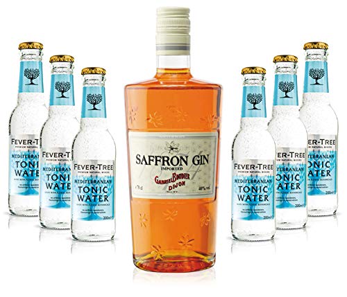 Gin Tonic Set - Saffron Gin 0,7l 700ml (40% Vol) + 6x Fever Tree Mediterranean Tonic Water 200ml inkl. Pfand MEHRWEG von Unbekannt