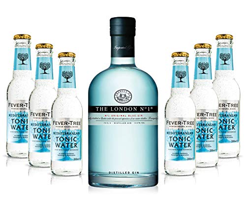 Gin Tonic Set - The London N1 Blue Gin 0,7l 700ml (47% Vol) + 6x Fever Tree Mediterranean Tonic Water 200ml inkl. Pfand MEHRWEG von Unbekannt