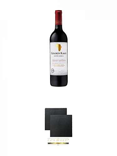 Golden Kaan Cabernet Sauvignon 0,75 Liter + Schiefer Glasuntersetzer eckig ca. 9,5 cm Ø 2 Stück von Unbekannt