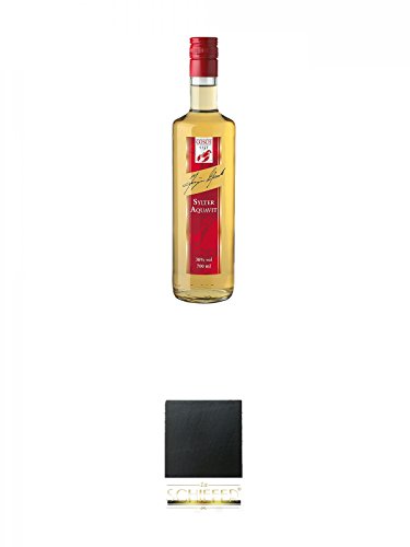 Gosch Sylter Aquavit Spezialität 0,7 Liter + Schiefer Glasuntersetzer eckig ca. 9,5 cm Durchmesser von Diverse