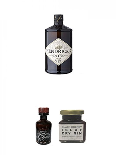 Hendricks Gin Small Batch 5 cl + Filliers Premium Dry Gin Belgien 0,05 Liter MINIATUR + Islay Dry Gin Black Cherry Sauerkirsche Marmelade 150 Gramm von Unbekannt