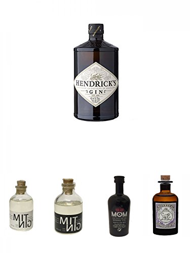 Hendricks Gin Small Batch 5 cl + Mitnig 58 Gin - White - 0,05 Liter MINIATUR + Mitnig Gin - Black - 0,05 Liter MINIATUR + Mom God Save the Gin England 0,05 Liter Miniatur + Monkey 47 Schwarzwald Dry Gin 5 cl MINIATUR von Unbekannt