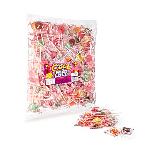 Cool Herzlolli 200 Stück im 1 kg Beutel, flache Lutscher in Herzform, 1er Pack (1 x 1 kg) von Cool