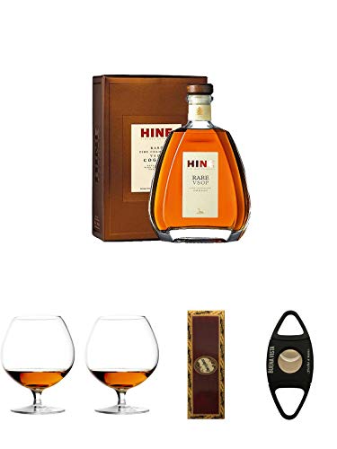 Hine Rare VSOP Cognac Frankreich 0,7 Liter + Cognacglas/Schwenker Stölzle 1 Stück - 103/18 + Cognacglas/Schwenker Stölzle 1 Stück - 103/18 + BrickHouse Streichhölzer + Buena Vista Zigarrencutter von Diverse