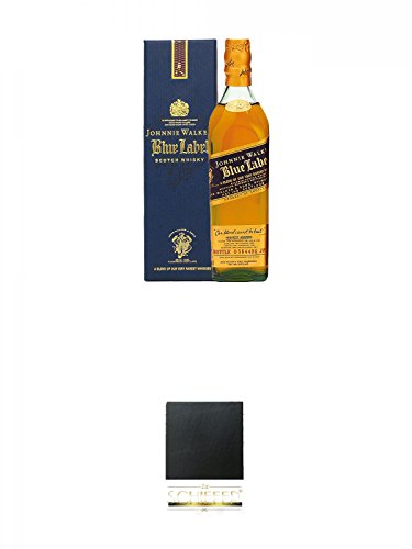 Johnnie Walker Blue Label 0,20 ltr. + Schiefer Glasuntersetzer eckig ca. 9,5 cm Durchmesser von Diverse