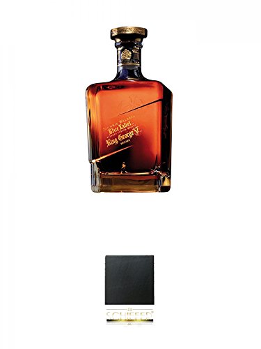 Johnnie Walker Blue Label King George Whisky 0,7 Liter + Schiefer Glasuntersetzer eckig ca. 9,5 cm Durchmesser von Diverse