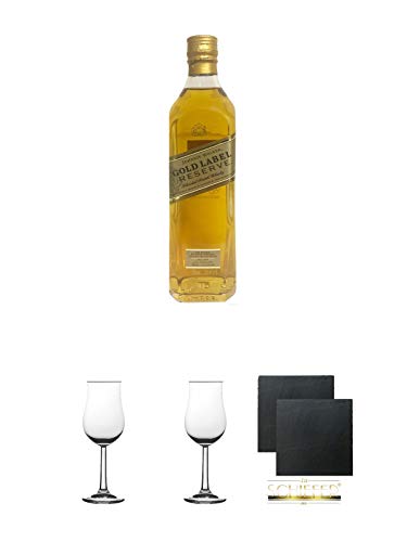 Johnnie Walker Gold Label Reserve + 2 Bugatti Nosing Gläser + 2 Schiefer Glasuntersetzer eckig ca. 9,5 cm Ø von Diverse