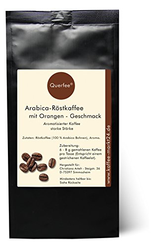 Kaffee mit Geschmack - Orange - Arabica Röstkaffee mit Orangen Geschmack - gemahlen - 250 g von Querfee