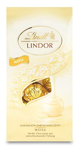 Lindt Schokolade LINDOR Kugeln weiß | 137 g Beutel | ca. 10 Kugeln weiße Schokolade mit zartschmelzender Füllung | Pralinen-Geschenk | Schokoladen-Geschenk von Lindt