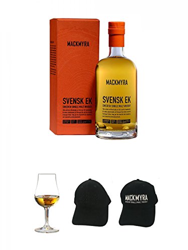 Mackmyra Svensk EK (46,1%) Single Malt 0,7 Liter + Mackmyra Whisky Nosing Glas 1 Stück + Mackmyra Basecap schwarz mit schwarzem Logo + Mackmyra Basecap schwarz mit weißem Logo von Unbekannt