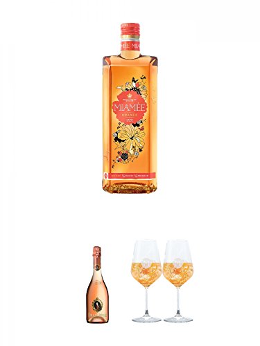 Miamee Orange Goldwasser Likör 0,7 Liter + Fürst von Metternich Rosè Trocken Deutschland 0,75 Liter + Miamee Goldwasser Cocktail Gläser mit 5cl Eichstrich 2 Stück von Diverse