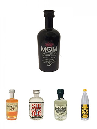 Mom God Save the Gin England 0,05 Liter Miniatur + Boudier Saffron Frankreich Gin 0,05 Liter + Siegfried Rheinland Dry Gin Deutschland 0,04 Liter Miniatur + Six Ravens London Dry Gin 46% 0,04 Liter Miniatur + Thomas Henry Tonic Water 1,0 Liter von Unbekannt