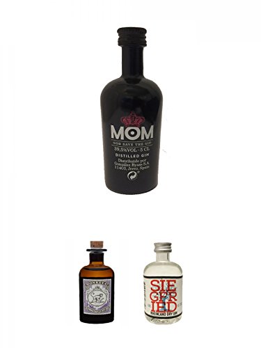 Mom God Save the Gin England 0,05 Liter Miniatur + Monkey 47 Schwarzwald Dry Gin 5 cl MINIATUR + Siegfried Rheinland Dry Gin Deutschland 0,04 Liter Miniatur von Unbekannt