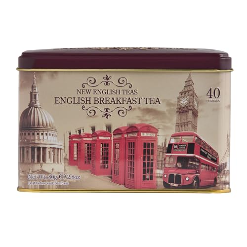 New English Teas - English Breakfast Tea 40 Tea Bags - British Vintage Tin von New English Teas