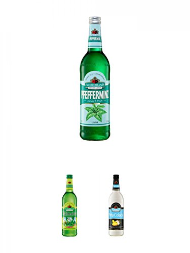 Nordbrand Pfefferminzlikör 0,7 Liter + Nordbrand Waldmeisterlikör 0,7 Liter + Nordbrand Pina Colada 15% 0,7 Liter von Diverse