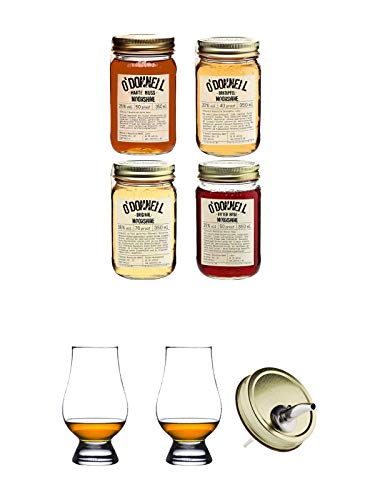 ODonnell 4 x 0,35 Liter + The Glencairn Glass Whisky Glas Stölzle 2 Stück + Ausgiesser 1 Stück von Diverse