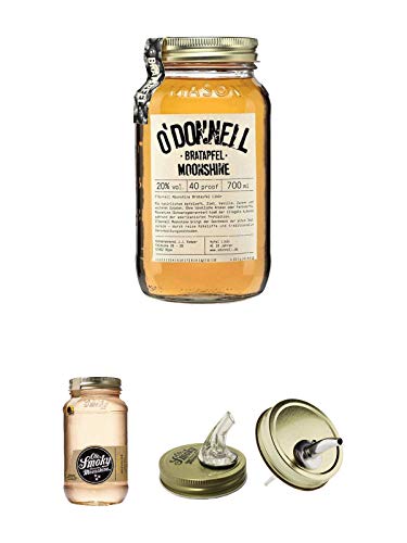 ODonnell Bratapfel 20% 0,7 Liter + Ole Smoky Moonshine Peach (40 proof) im 0,5 Liter Glas + Ole Smoky Ausgiesser + ODonnell Ausgiesser 1 Stück von Diverse