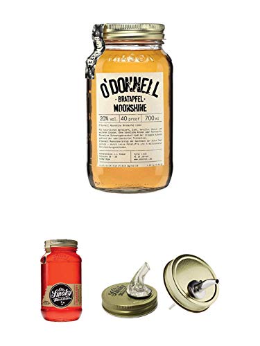 ODonnell Bratapfel 20% 0,7 Liter + Ole Smoky Moonshine Strawberry 32,5% im 0,5 Liter Glas + Ole Smoky Ausgiesser + ODonnell Ausgiesser 1 Stück von Diverse