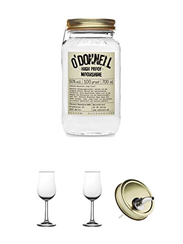 ODonnell High Proof 50% 0,7 Liter + 2 Bugatti Nosing Gläser mit Eichstrich 2cl und 4cl + 1 ODonnell Ausgiesser von Diverse