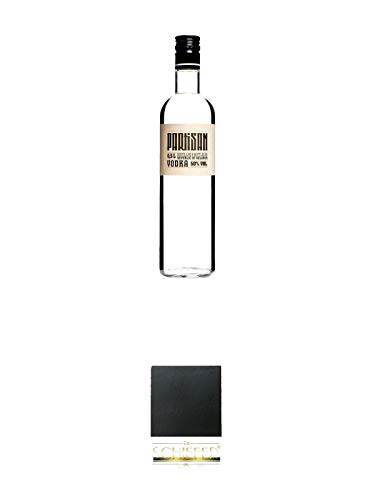 Partisan Vodka 50 Prozent 0,5 Liter + Schiefer Glasuntersetzer eckig ca. 9,5 cm Durchmesser von Diverse