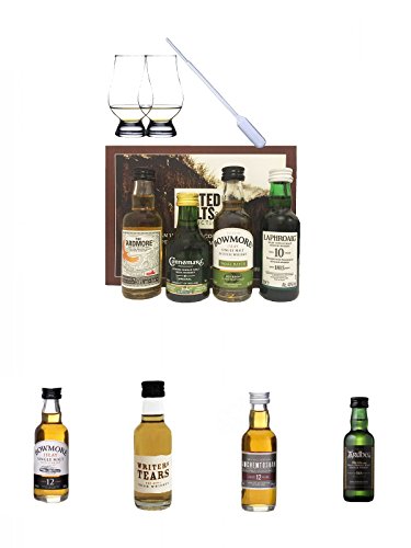 Peated Malts of Distinction 4 x 5 cl Miniaturen + 2 Glencairn Gläser + 1 Pipette + Bowmore 12 Jahre Single Malt Whisky Miniatur 5 cl + Writers Tears Pot Still Blend Irish Whiskey 5 cl + Auchentoshan 12 Jahre Single Malt Whisky Miniatur 5 cl + Ardbeg Ten 1 von Unbekannt