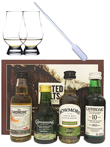 Peated Malts of Distinction 4 x 5 cl Miniaturen + 2 Glencairn Gläser + 1 Pipette von Unbekannt