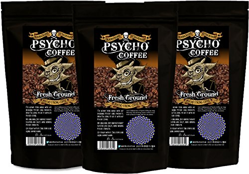 Psycho Coffee -Frisch gemahlener Psycho starker Kaffee - 3 x 250g Beutel von Psycho Juice