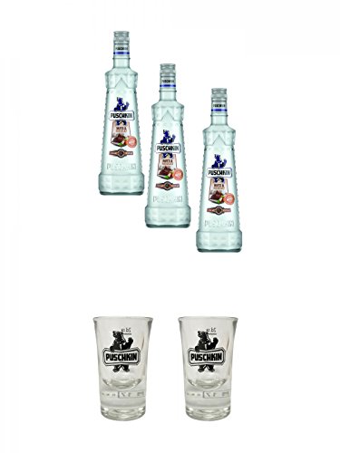 Puschkin Nuts & Nougat 3 x 0,7 Liter + Puschkin Shotglas mit Eichstrich 2cl + Puschkin Shotglas mit Eichstrich 2cl von Unbekannt