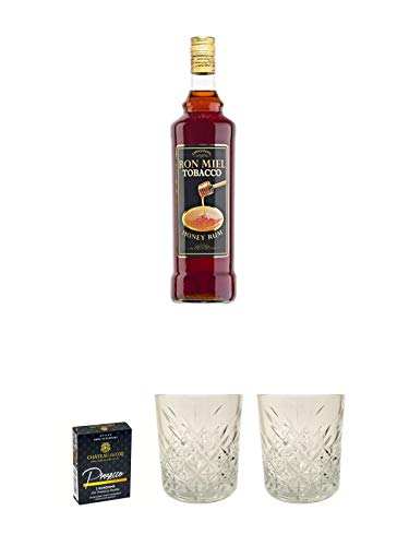 Ron Miel Tobacco Honey Rum 1,0 Liter + Chateau du COQ Sekt Kondom 3er Packung + Rum Glas 1 Stück + Rum Glas 1 Stück von Diverse