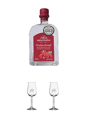 Schlitzer Himbeer-BRAND 40% 0,5 Liter + Schlitzer OBSTBRAND Stielglas mit Eichstrich 2 cl 1 Stück + Schlitzer OBSTBRAND Stielglas mit Eichstrich 2 cl 1 Stück von Diverse