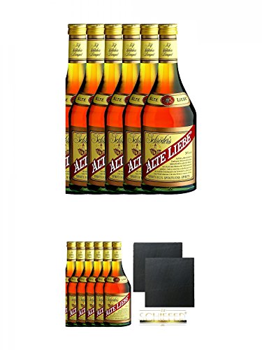 Schröders alte Liebe deutscher Weinbrand 6 x 0,7 Liter + Schröders alte Liebe deutscher Weinbrand 6 x 0,7 Liter + Schiefer Glasuntersetzer eckig ca. 9,5 cm Ø 2 Stück von Diverse