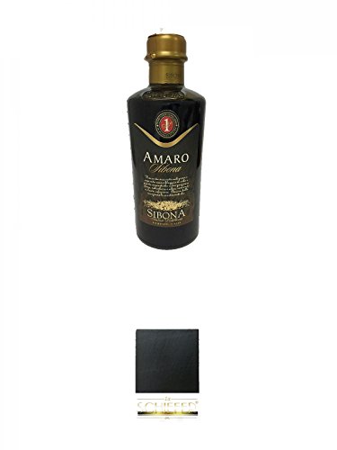 Sibona Grappa Amaro Italien 0,5 Liter + Schiefer Glasuntersetzer eckig ca. 9,5 cm Durchmesser von Diverse