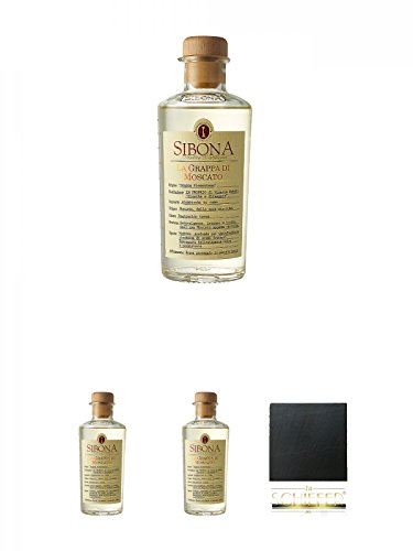 Sibona Grappa DI MOSCATO Italien 0,5 Liter + Sibona Grappa DI MOSCATO Italien 0,5 Liter + Sibona Grappa DI MOSCATO Italien 0,5 Liter + Schiefer Glasuntersetzer eckig ca. 9,5 cm Durchmesser von Unbekannt