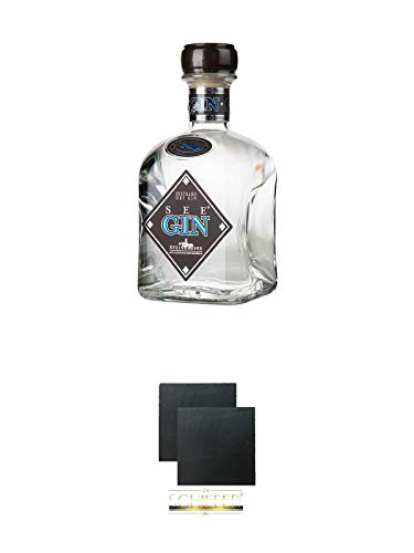 Steinhauser See Gin Bodensee Dry Gin Deutschland 0,7 Liter + Schiefer Glasuntersetzer eckig ca. 9,5 cm Ø 2 Stück von Unbekannt