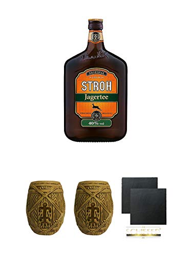 Stroh Original Jagertee Österreich 1,00 Liter + Plantation MUG ohne Eichstrich 1 Stück + Plantation MUG ohne Eichstrich 1 Stück + Schiefer Glasuntersetzer eckig ca. 9,5 cm Ø 2 Stück von Diverse