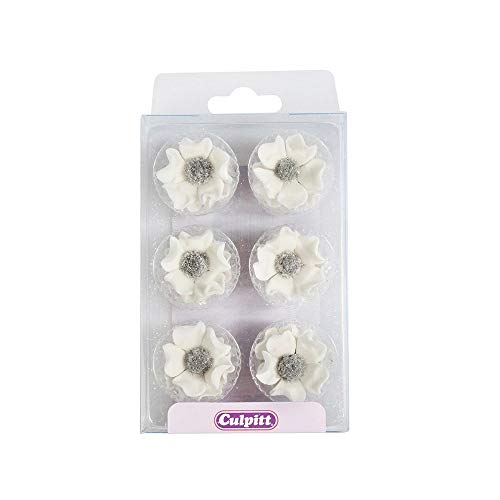 Sugar Anemones Cake Decorations - White 28mm Pack of 12 von Culpitt