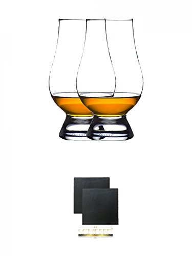 The Glencairn Glass Whisky Glas Stölzle 2 Stück + Schiefer Glasuntersetzer eckig ca. 9,5 cm Ø 2 Stück von Diverse