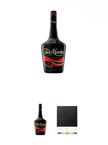 Tia Maria Kaffee Likör aus Jamaika 0,7 Liter + Tia Maria Kaffee Likör aus Jamaika 0,7 Liter + Schiefer Glasuntersetzer eckig ca. 9,5 cm Durchmesser von Diverse