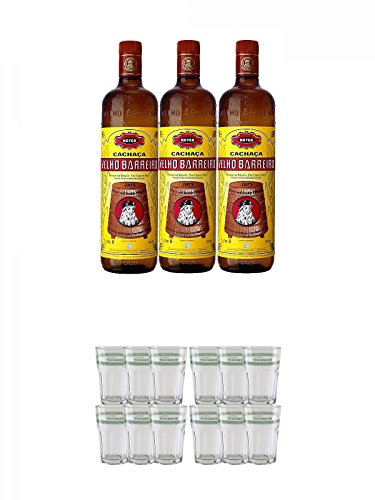 Velho Barreiro Silver Cachaca Originalabfüllung 3 x 1,0 Liter + Velho Barreiro Caipirinha Glas 6 Stück + Velho Barreiro Caipirinha Glas 6 Stück von Unbekannt