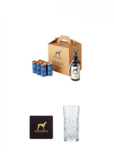 Windspiel Gin & Tonic Genusspaket 1 Stück (6 Dosen) + Windspiel Lederuntersetzer 1 Stück + Windspiel Hi-Ball Glas 1 Stück 350 ml von Diverse