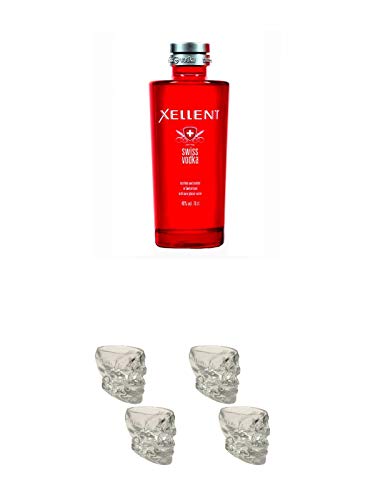 Xellent Swiss Vodka 0,70 Liter + Wodka Totenkopf Shotglas 2 Stück + Wodka Totenkopf Shotglas 2 Stück von Unbekannt