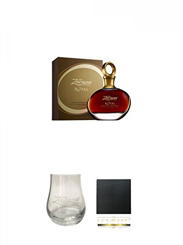 Zacapa - ROYAL - 0,7 Liter + Zacapa Glas + Schiefer Glasuntersetzer eckig ca. 9,5 cm Durchmesser von Unbekannt